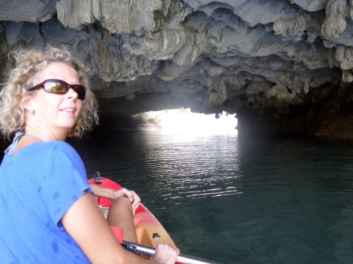 Kayaking through caves