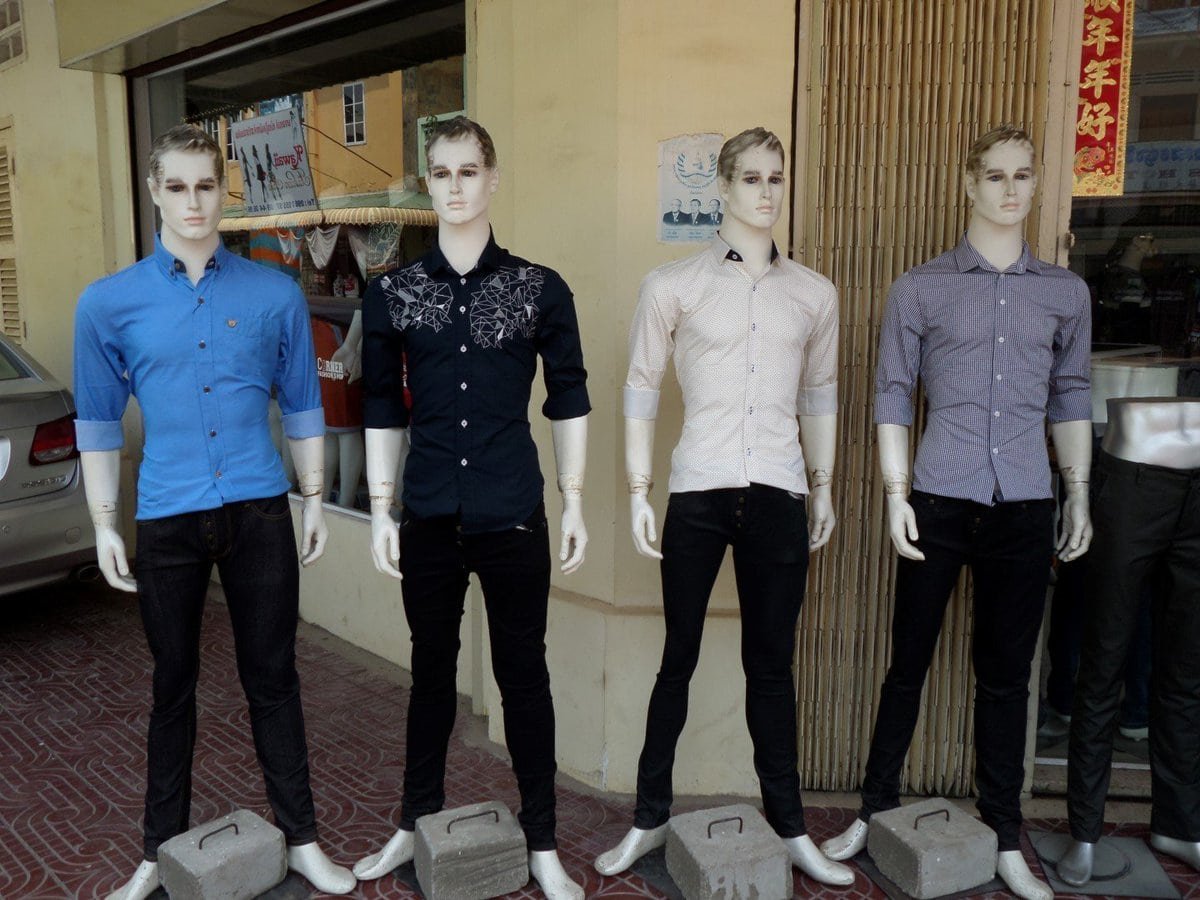Look at the weights we can lift!! Kept coming across these guys in Cambodia but in most cases they had their flies down because the sizes are small compared to the mannequins.